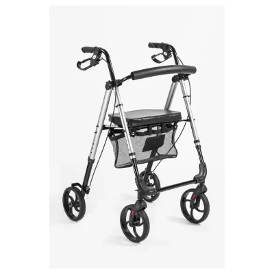 Rollator i aluminium med 4 hjul, Justerbar sitthöjd